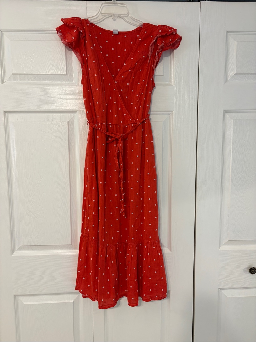 Old Navy Red Polka Dot Maxi Wrap Dress